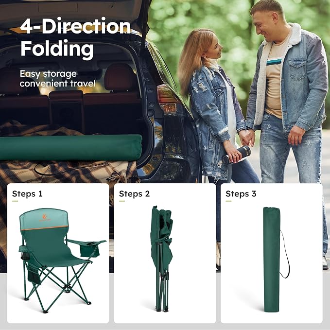ALPHA CAMP Camping Chair 2 Pack Portable Chair - Image 7
