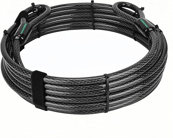 20 ft x 1/2" Heavy Duty Cut-Proof Security Cable | Flexible Vinyl-Coated by DAOSEC