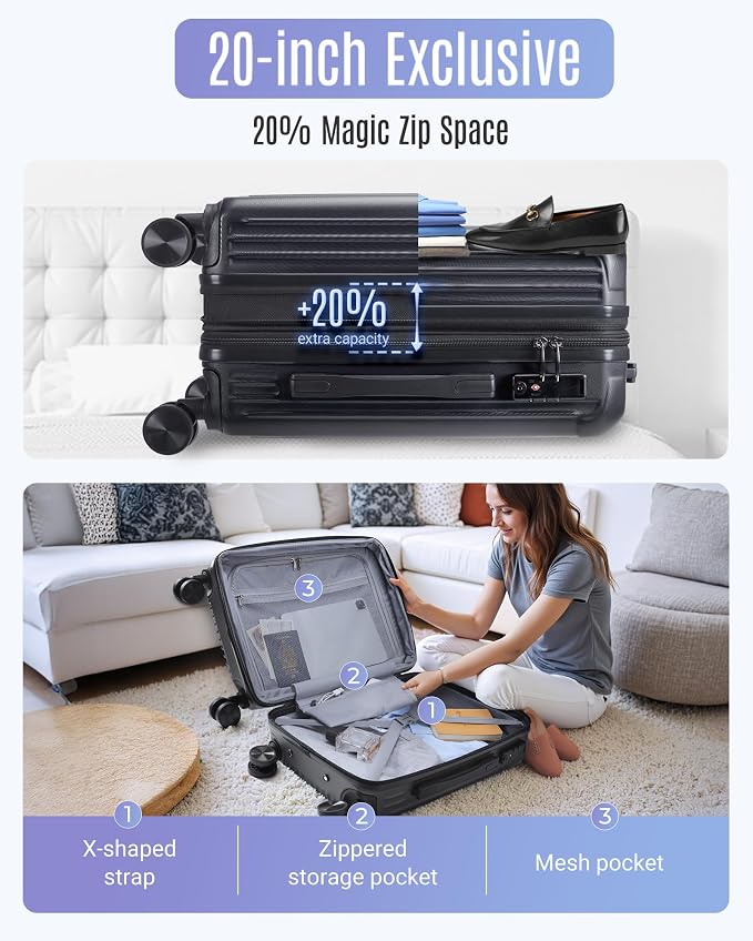 LIGHT FLIGHT Luggage Sets, Durable Hard Shell 3 Piece Set Suitcase - Image 7