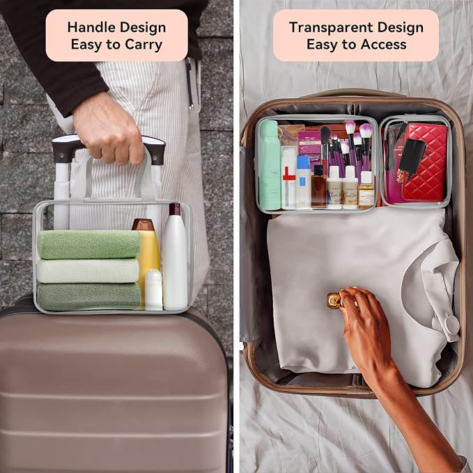 TISRATOK 10 PCS Clear Travel Makeup Toiletry Bag, Plastic PVC Cosmetic TSA - Image 5