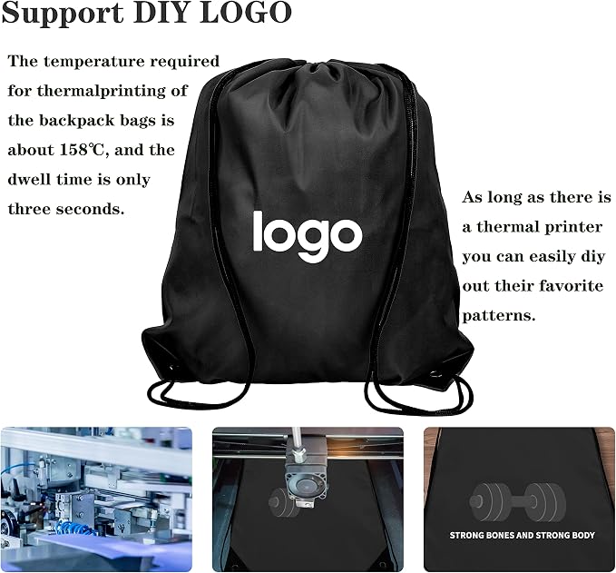 10Pcs Black Drawstring Backpack Bags Sack Pack Cinch Tote Sport Bulk Storage - Image 4