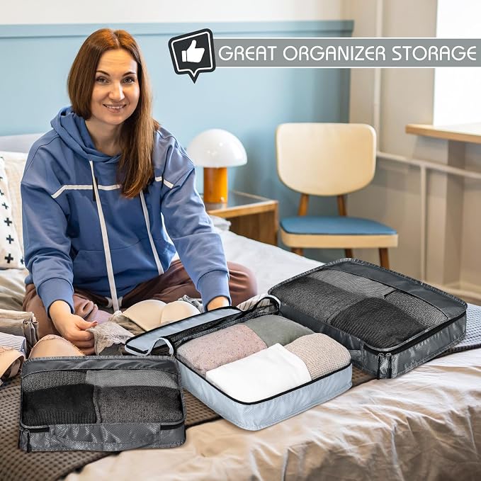 5 Pcs Packing Cubes for Suitcase Large Travel Cubes Carry on Luggage Organizer - Image 4