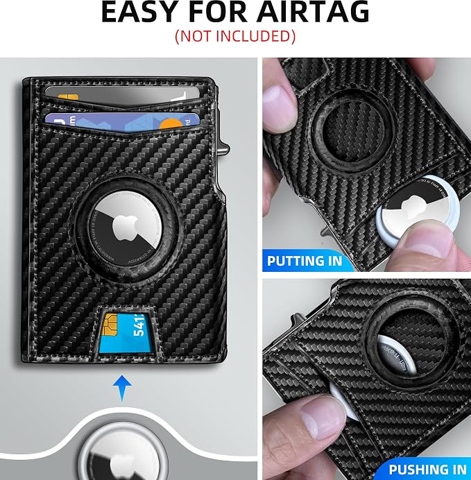 Airtag Wallet for Men, with Money Clip 10 Cards Metal Case Smart Slim Pop Up - Image 4