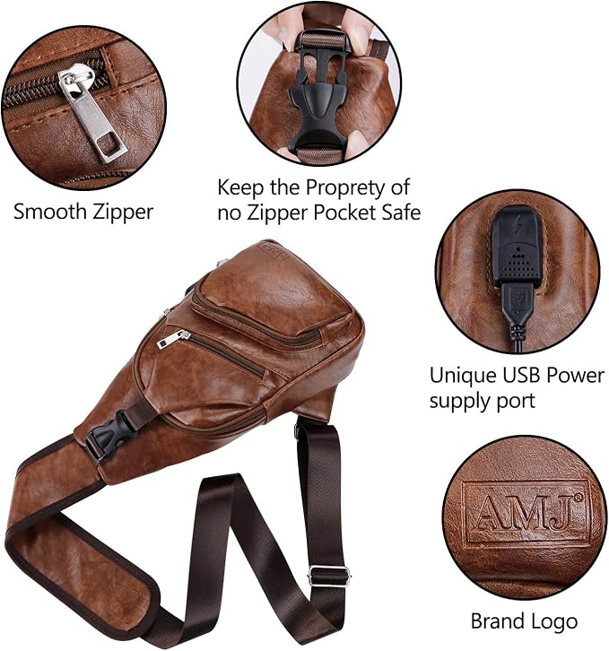 AMJ Crossbody Sling Bag Men Women, Casual Shoulder Backpack, Chest Daypack - Image 3