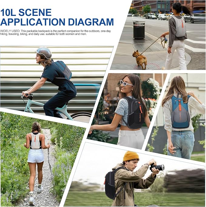 FIORETTO 10L Hiking Backpack for Women Men Mini Packable Backpack Lightweight - Image 6