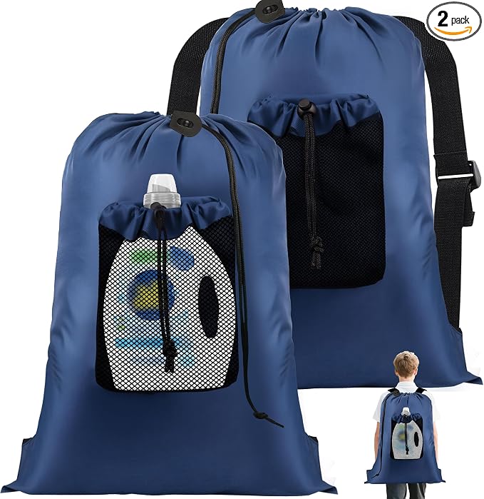 2-Pack Backpack Laundry Bags, Heavy Duty Laundry Bag Backpacks by Coomeelaundrybag
