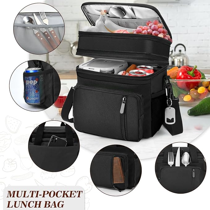 LOKASS Insulated Lunch Box Women & Men Large Adult LunchBag Double-Layer - Image 7