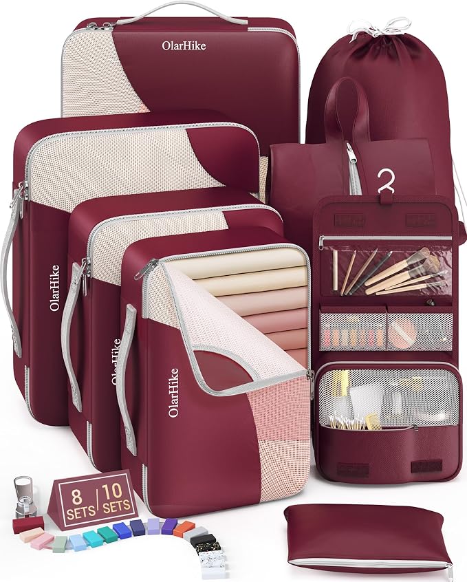 8 Set Packing Cubes for Travel, Gifts for Women Mom, Anti-Tearing Suitcase by OlarHike