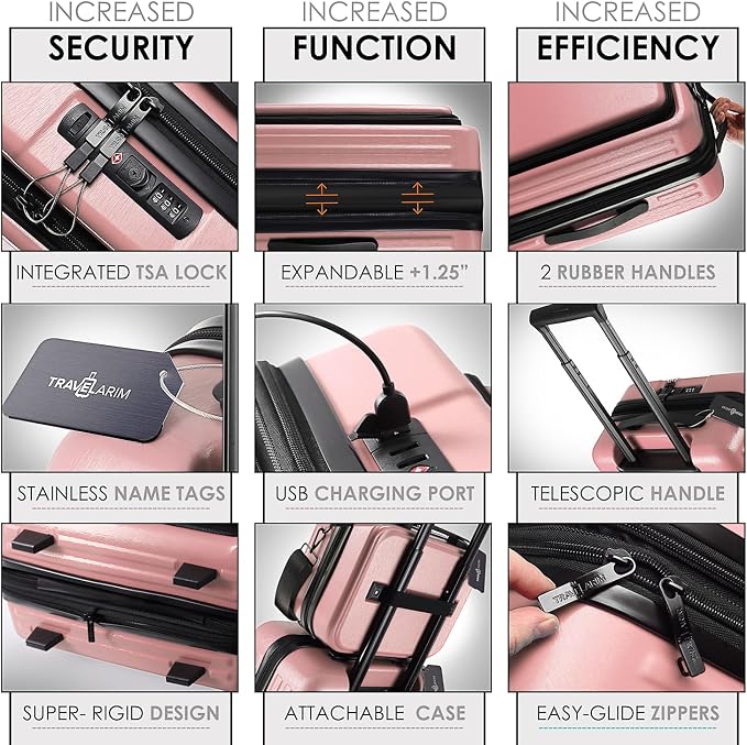 Hard Shell Luggage Sets with Spinner Wheels 4 Piece, Expandable Large Suitcases - Image 3