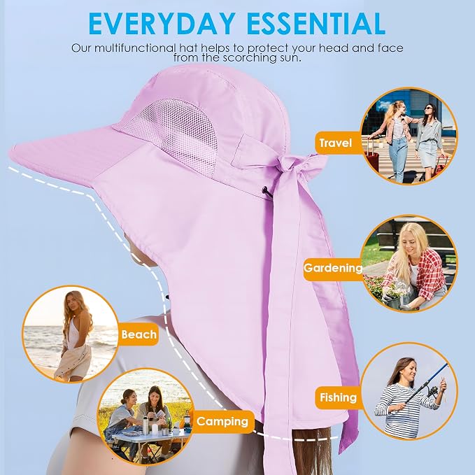 Womens Sun Hat UV Protection, Foldable Waterproof Wide Brim Bucket Hats - Image 4
