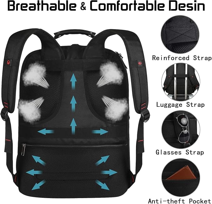 18.4 Laptop Backpack for Men, 55L-60L Extra Large Gaming Laptops Backpack - Image 3