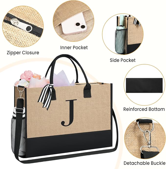 BAGAIL Initial Tote Bag, Personalized Birthday Gifts - Image 6