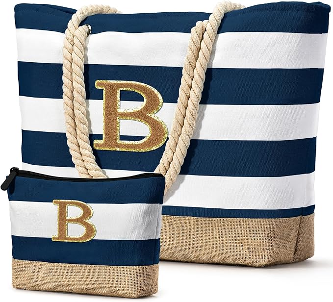 Becokan Beach Bag Initial Beach Tote by BecokanBeachBagSpecialist