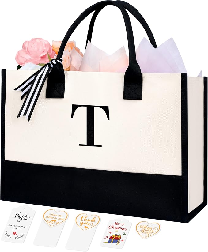 BAGAIL Initial Tote Bag, Personalized Birthday Gifts by BAGAIL