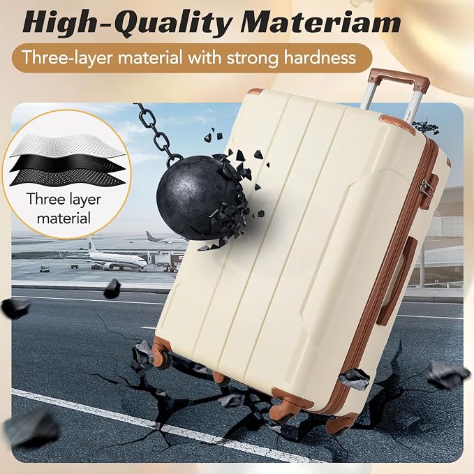 Merax Suitcases With Wheels Hardside Luggage Sets 3 Piece, Expandable And - Image 6