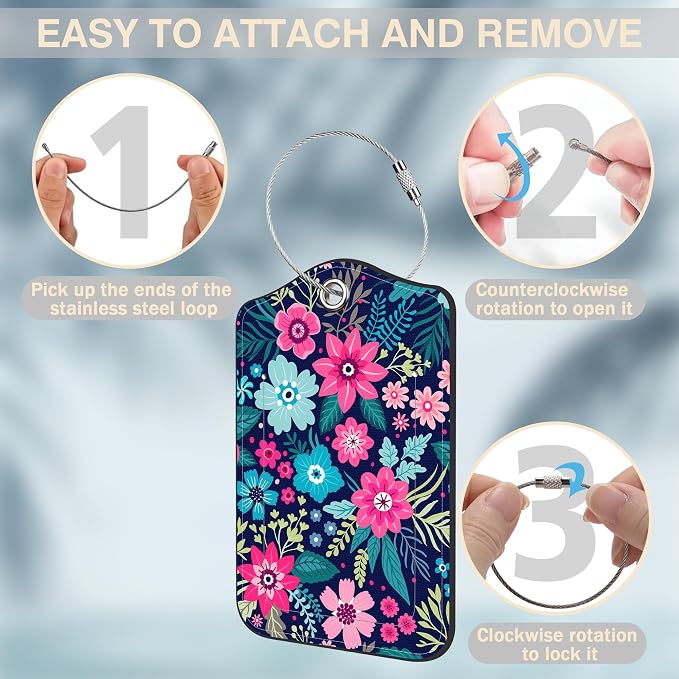 2 Pcs Colorful Flowers and Leaves Luggage Tags - Image 4