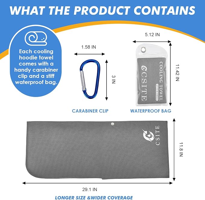 4 Pack Cooling Hoodie Towels for Neck and Face, UPF 50 Sun Protection & Instant - Image 6