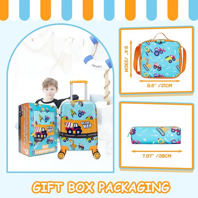 Kid’s Luggage Set 5 Piece Suitcase Set 16’’ Hardside Luggage - Image 4