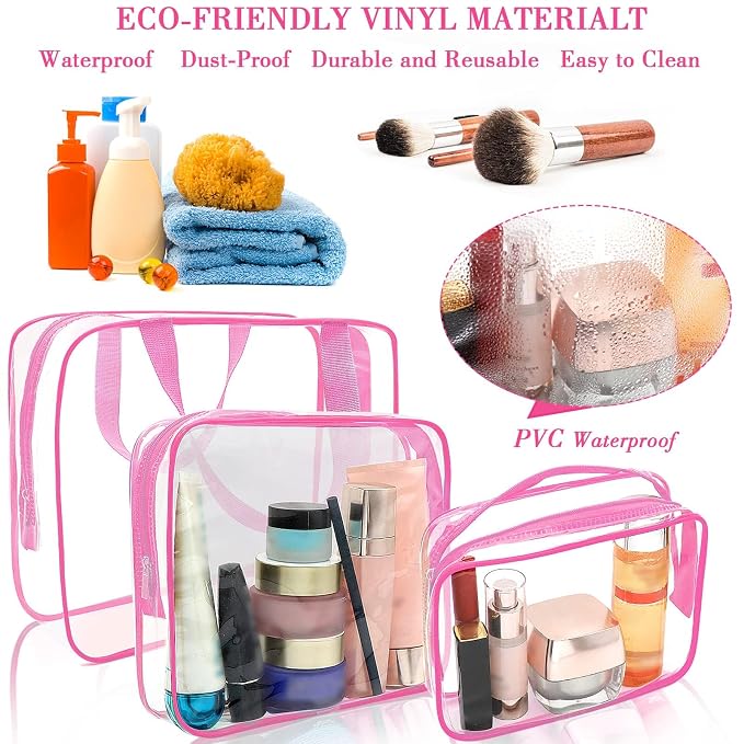 APREUTY Clear Makeup Bags, TSA Approved 6 Pcs Cosmetic Makeup Bags Set Clear PVC - Image 2