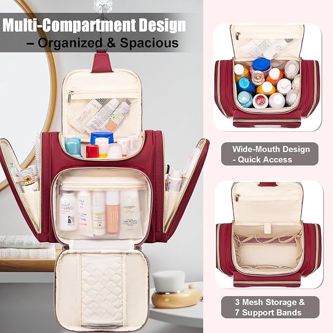 Travel Toiletry Bag for Women, Hanging Toiletry Bag, Bathroom Bag Portable - Image 6