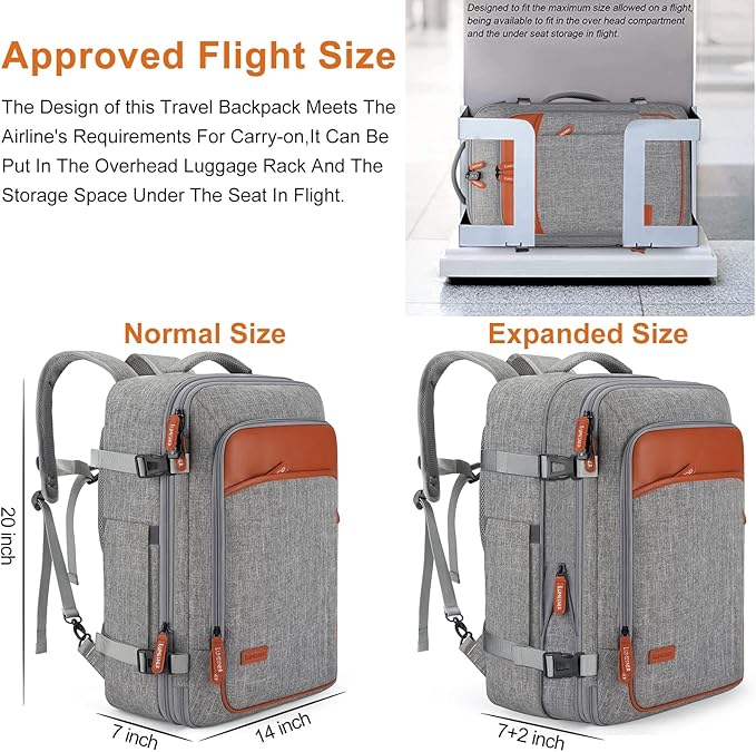Carry on Travel Backpacks, Extra Large 40L Flight Approved Bag - Image 2