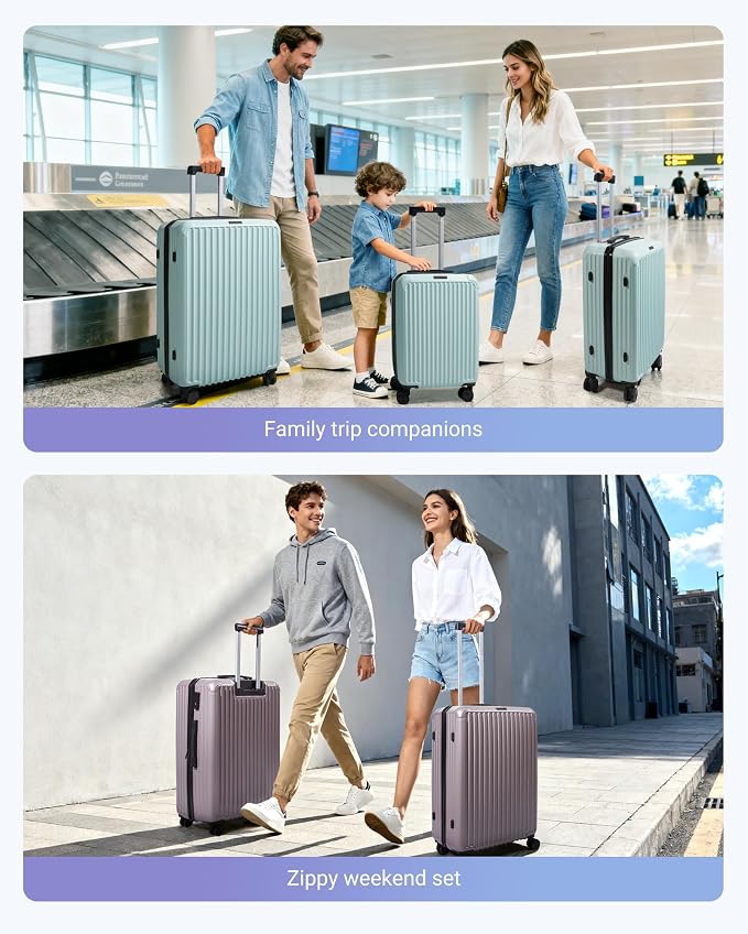 LIGHT FLIGHT Luggage Sets, Durable Hard Shell 3 Piece Set Suitcase - Image 9