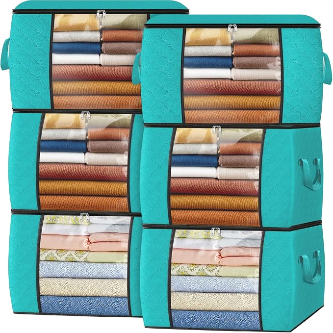 Fab totes 24 Gallons Clothes Storage, Foldable Thick Fabric Blanket Storage Bags by Fabtotes