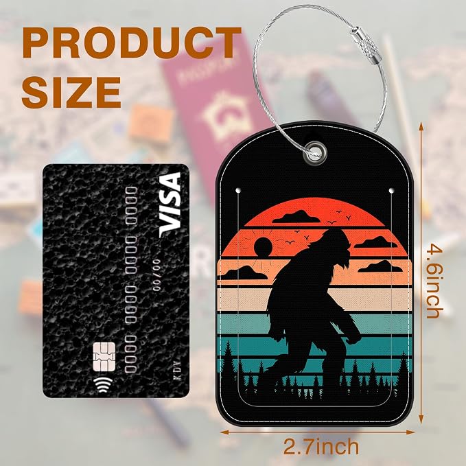 2 Pack PU Luggage Tags for Suitcase, Sasquatch Sunset Suitcase Tag Leather ID - Image 2