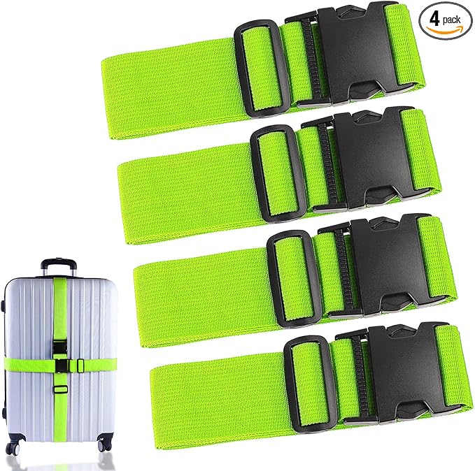 4Pcs Luggage Straps for Suitcase Travel Accessories TSA Approved, 80In Long by Ajmyonsp