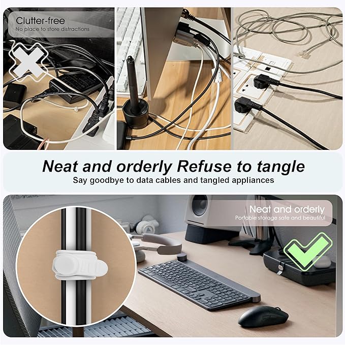 Nearockle 16Pcs 4.2" Silicone Cable Ties Cord Organizer - Image 5
