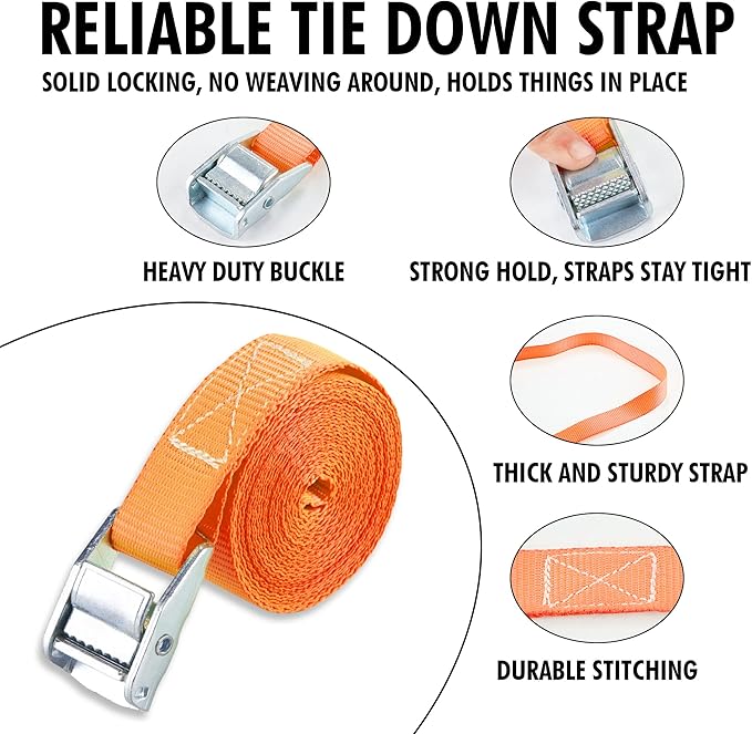 Cartman 1" x 12'Lashing Straps Cargo Tie-Down Strap Up to 600lbs, 10pk in Carry - Image 2