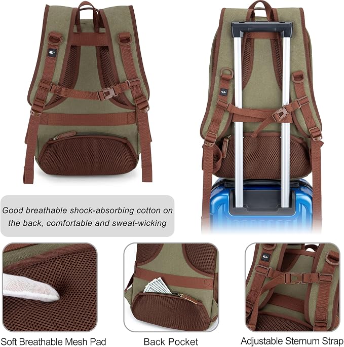 Tzowla Canvas Laptop College Backpack - Image 5