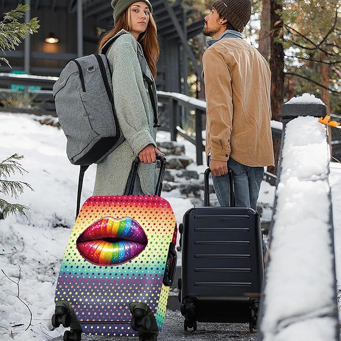 ANNA QUEEN Pop Art Rainbow Lips Luggage Cover, Colorful Suitcase Protector - Image 6