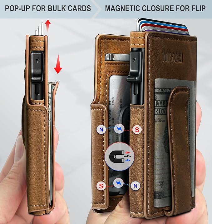 Airtag Wallet for Men, with Money Clip 10 Cards Metal Case Smart Slim Pop Up - Image 3