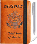 Passport Holder Cover Wallet Travel Essentials RFID Blocking Leather Card Case by PASCACOO