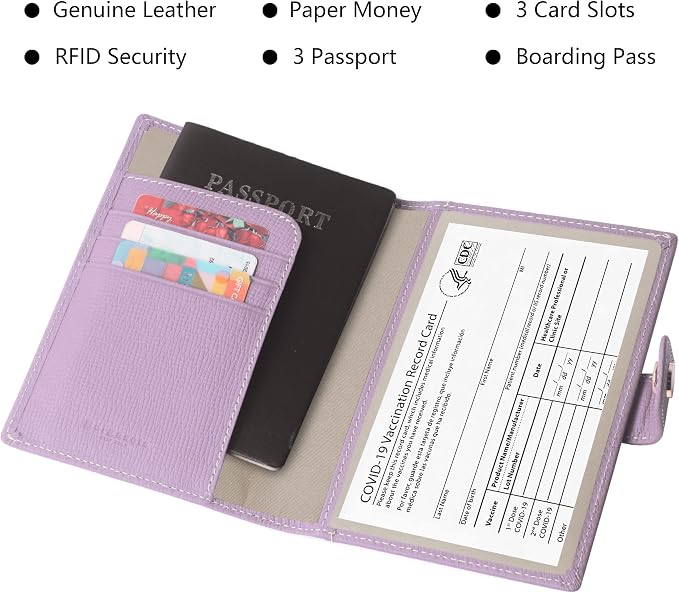 Genuine Leather Passport Case, RFID Passport Cover - Image 3