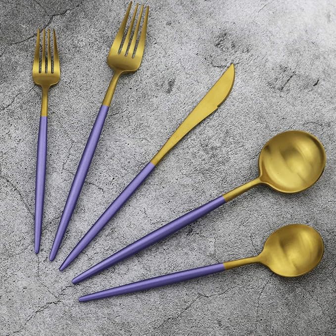 Gugrida 20-Piece 18/10 Stainless Steel Flatware Silverware, Luxury Dinnerware - Image 2