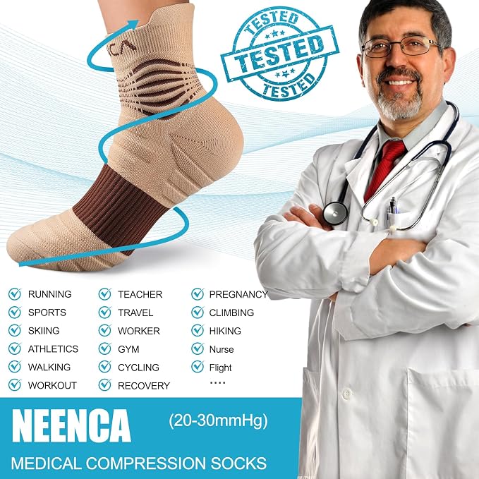 NEENCA Professional Compression Socks, Medical Athletic Ankle Socks - Image 7