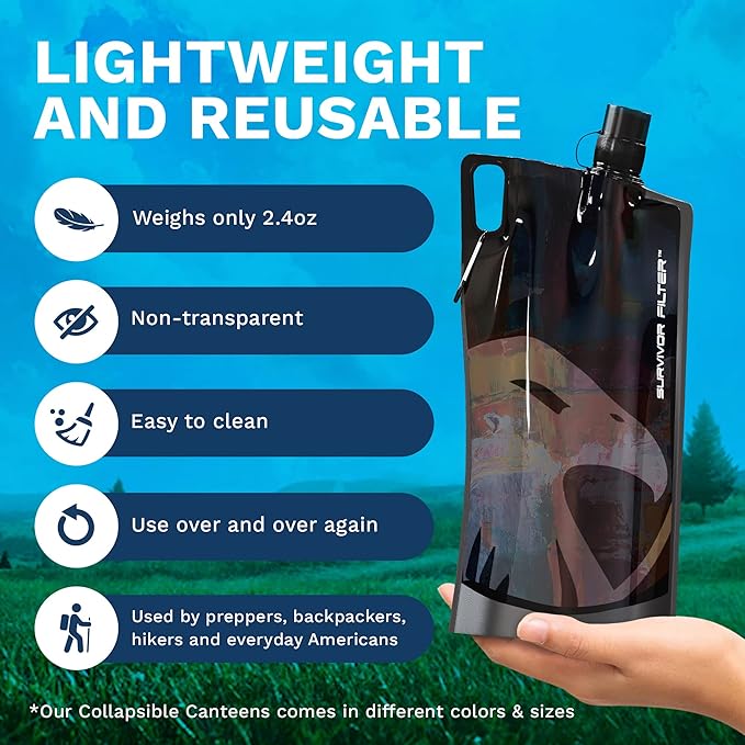 Survivor Filter Collapsible Water Bottles, Canteens 2 Pack - Image 5