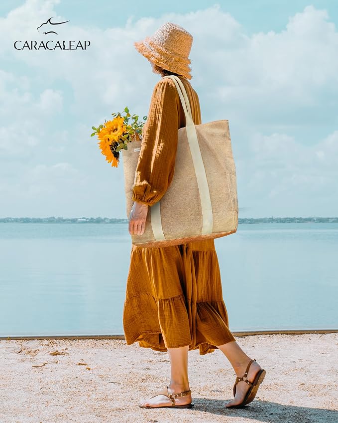 Large Beach Tote Bag with Zipper-Travel Tote Bag - Image 8