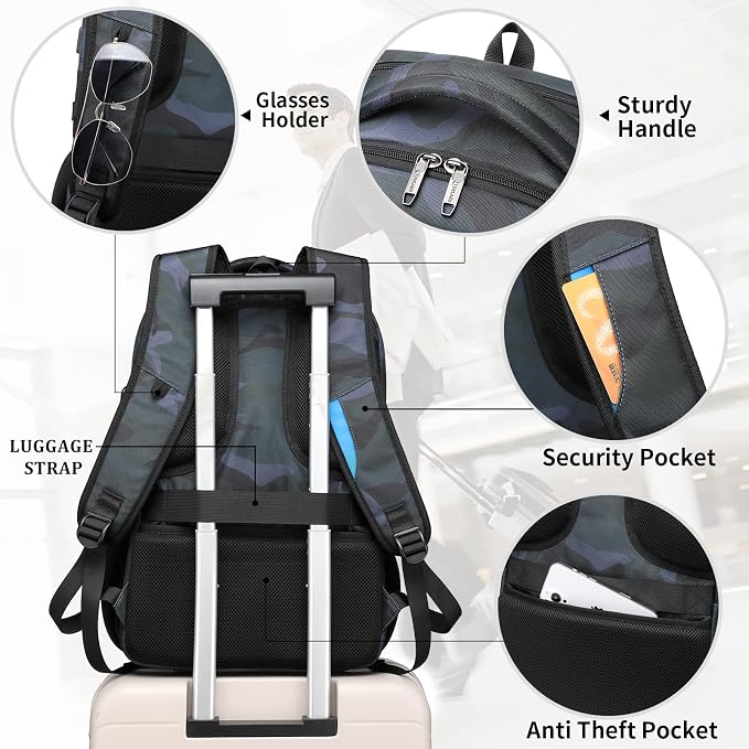 DUSLANG 17 Inch Travel Laptop Backpack Water Resistant Hiking Backpack - Image 6
