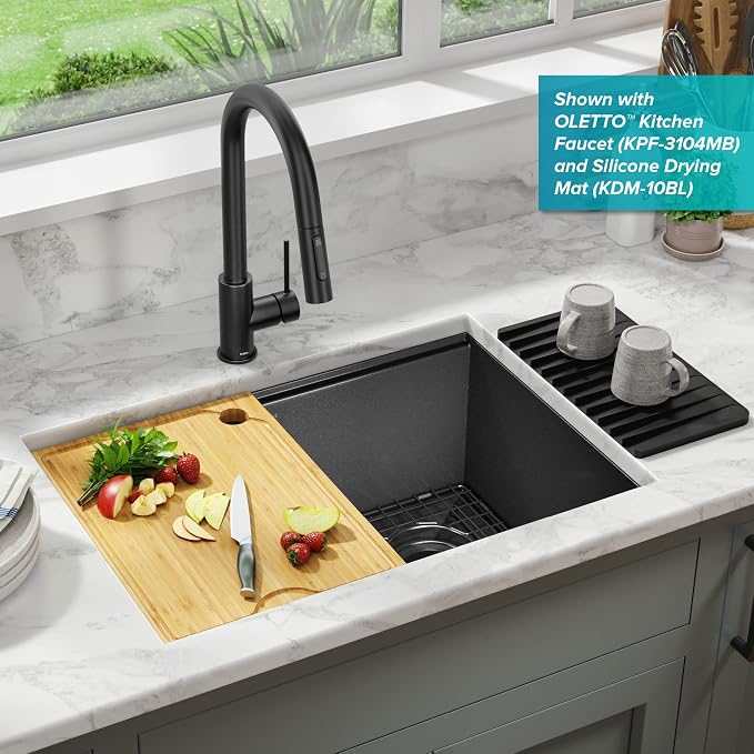 KRAUS Kore Workstation 27-inch Undermount 16 Gauge Black Stainless Kitchen Sink - Image 3