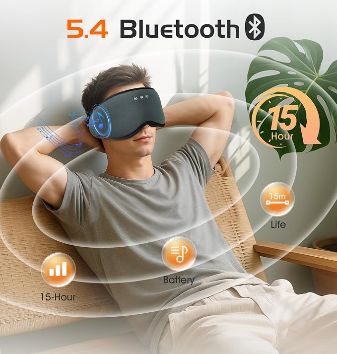 Bluetooth Sleep Mask, 2 in 1 Bamboo Cotton 3D Sleeping Headphones - Image 5