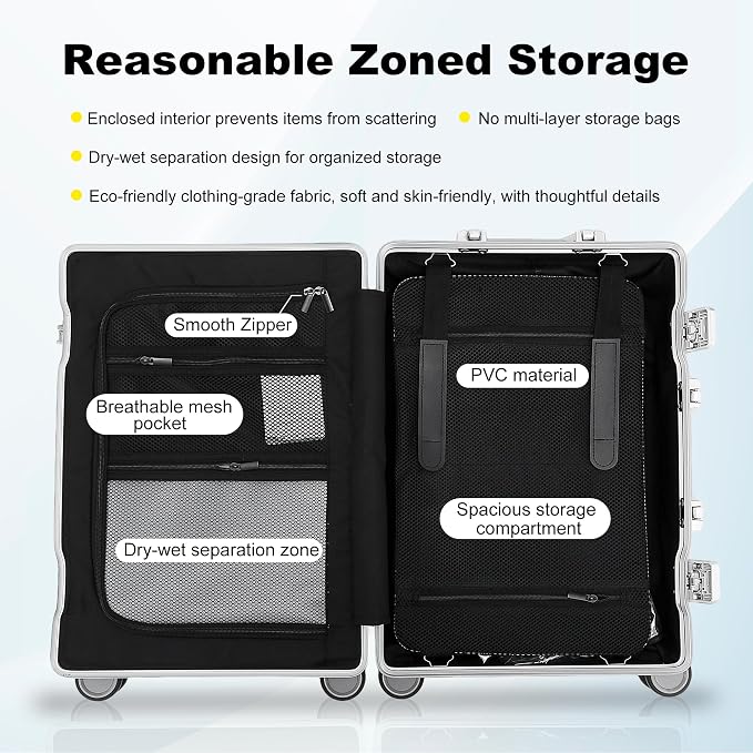 YYW Aluminum Carry-On Luggage Airline Approved Lightweight Suitcase - Image 7