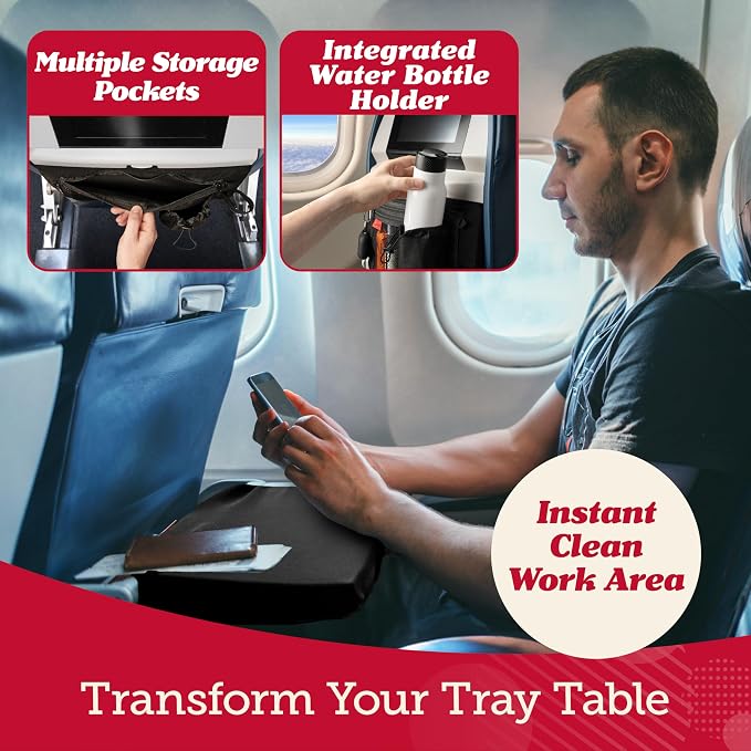 Lusso Gear Premium Black Airplane Tray Table Cover - Image 2