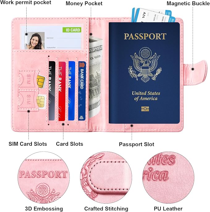 Herain Passport Holder for Travel Cruise Essentials, RFID Passports Book Card - Image 4