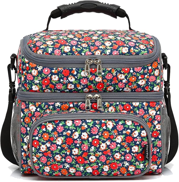 FlowFly Double Layer Cooler Insulated Lunch Bag Adult Lunch Box Large Tote Bag - Image 6