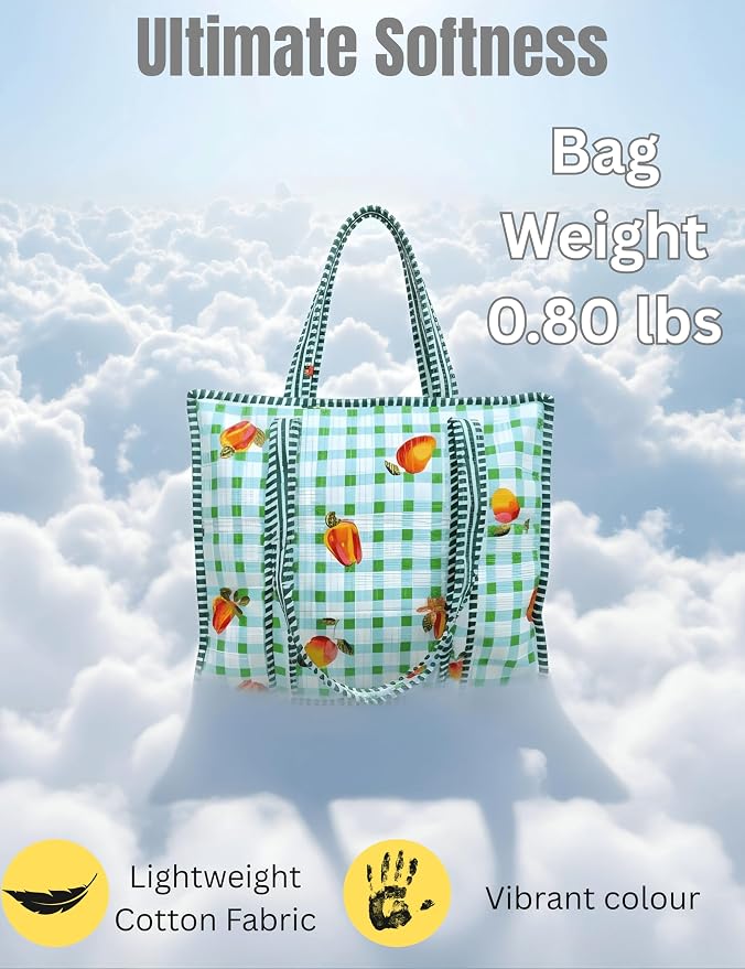 Cotton Quilted Tote Bag for Women – Large Beach & Travel Tote - Image 3