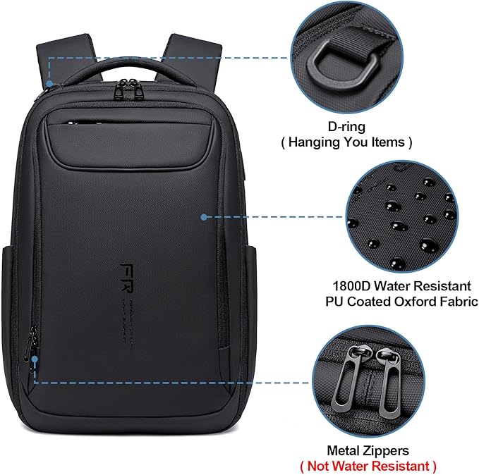 FENRUIEN Business Backpack for Men, Water Resistant Tech Backpack - Image 4