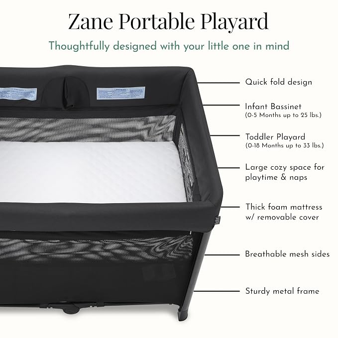 Evolur Zane Portable Playard – Foldable, Removable Mattress - Image 5